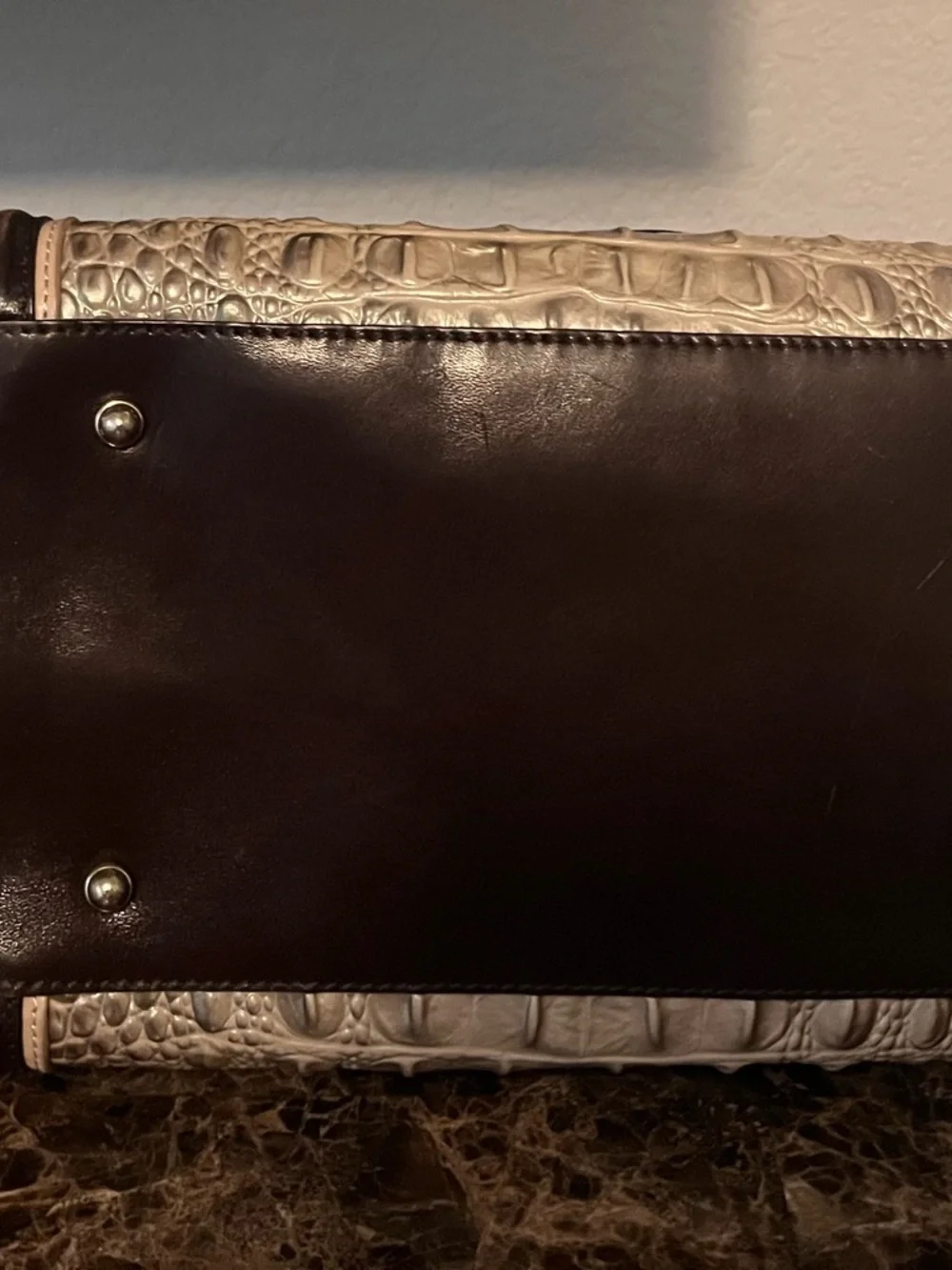 Brahmin Rich Brown Croc-Embossed Leather Briefcase